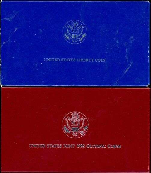 2 Different Proof Commemorative Silver Dollars w/Box & CoA: 1986 & 1992