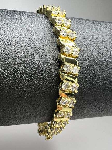 Sparkling 14 Kt Gold Plated Tennis Bracelet