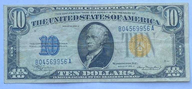 1934 A North Africa Emergency Issue $10 Silver Certificate