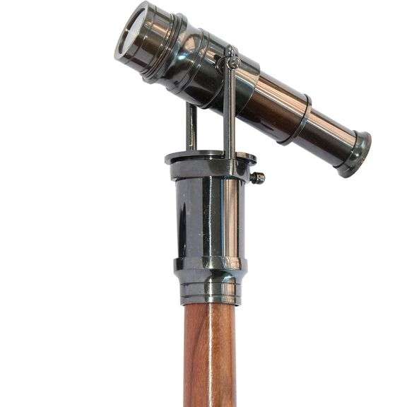 Victorian Telescope Brass Handle Foldable Walking Stick