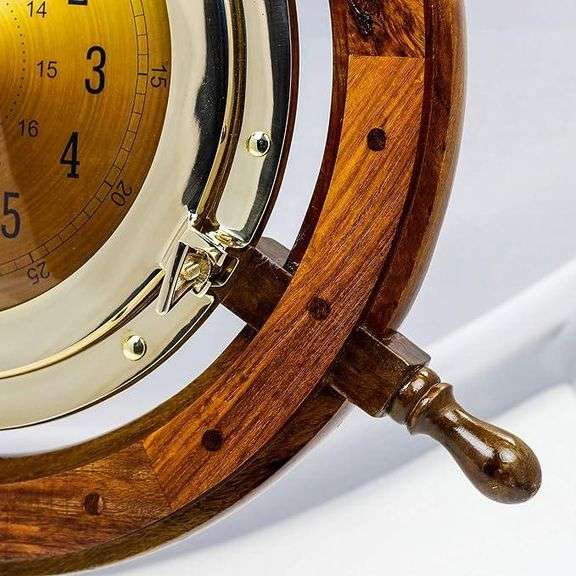 24" Pirate's Nautical Steering Wheel Styled Porthole Clock