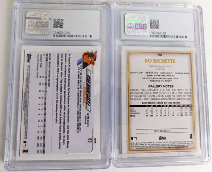 2 Graded Topps Baseball Cards, Bichette & Mountcastle