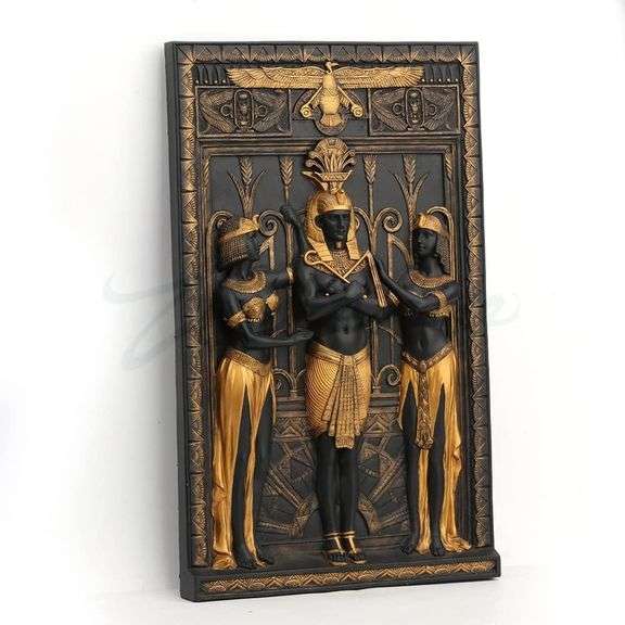 Egyptian Pharaoh With Maidens Wall Plaque