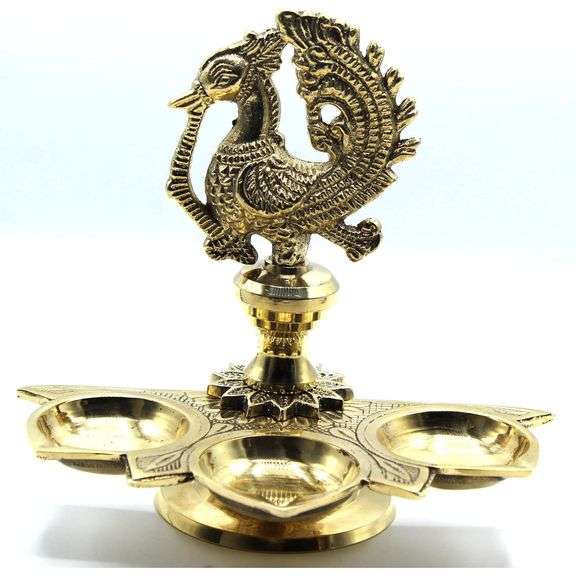 Handmade Solid Brass Peacock Tabletop 3 Tealight Candleholders