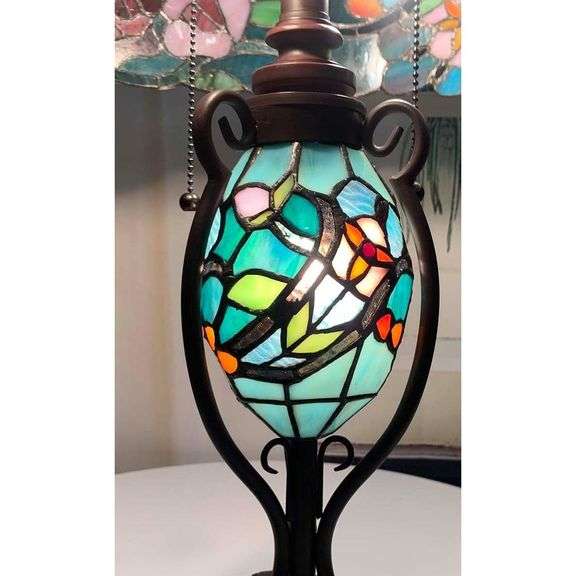 Double Lit Tiffany Stained Glass Table Lamp