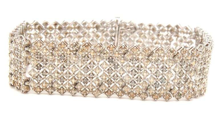 925 Sterling silver diamond wide bracelet