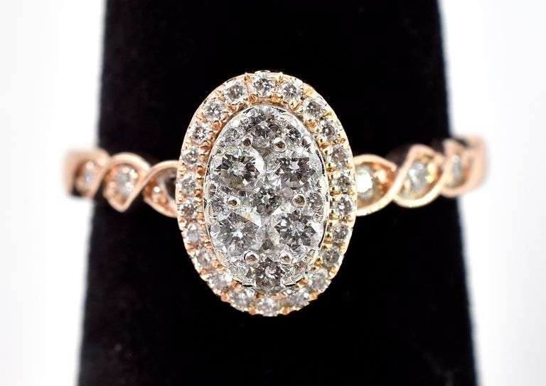 Stunning 10K Rose Gold Diamond Cluster Ring