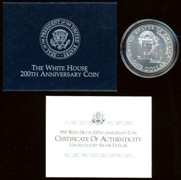 2 Different BU Commemorative Silver Dollars w/Box & CoA: 1986 & 1992