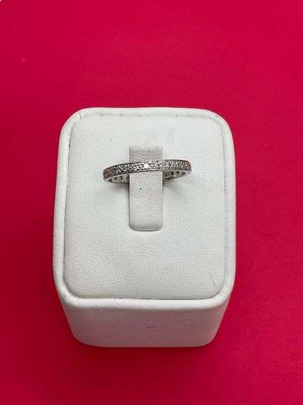 14k white gold diamond eternity band.