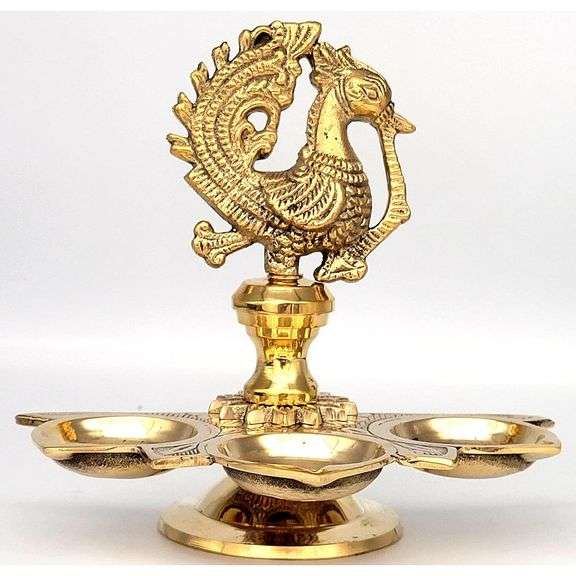 Handmade Solid Brass Peacock Tabletop 3 Tealight Candleholders