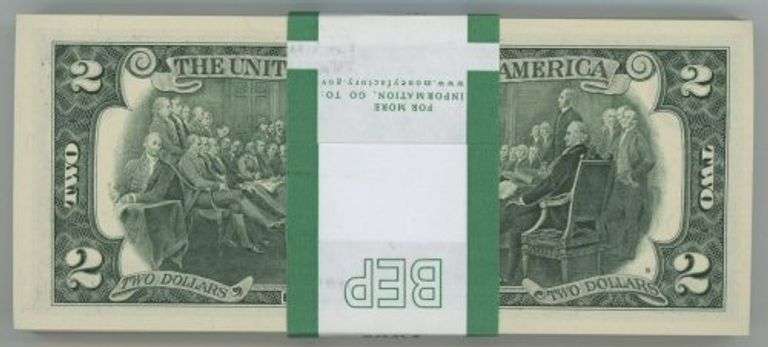 Gem CU $200 Pack of Series of 2017-A $2 Bills in Sequence (E)