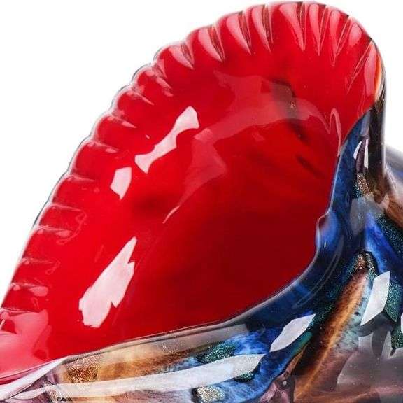 Hand Blown Red Glass Conch Figurine