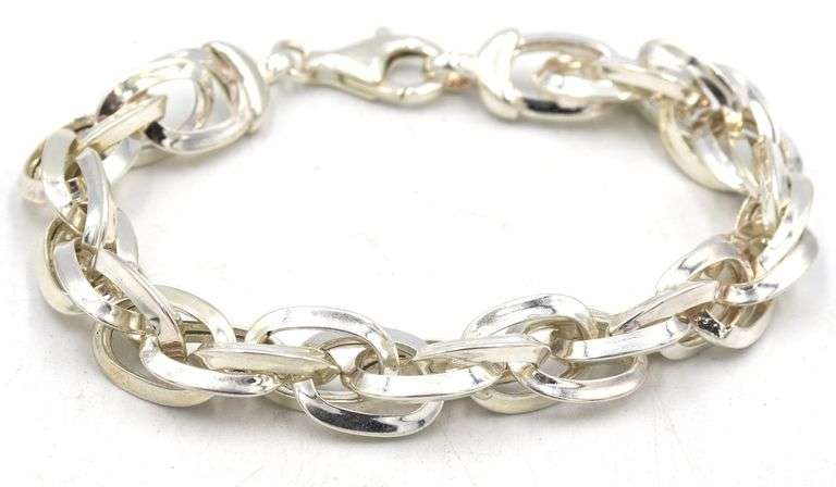 Italian 925 sterling silver fancy link bracelet