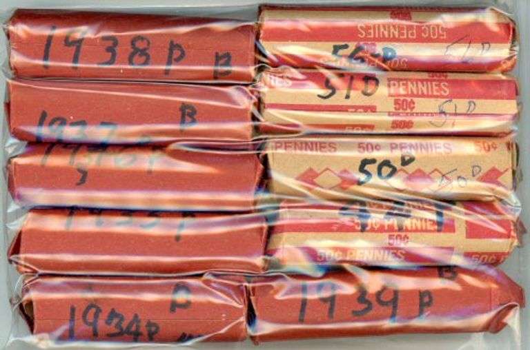 10 Different Rolls of Lincoln Wheat Cent Dates
