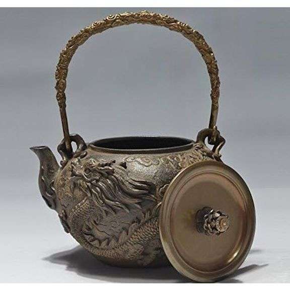 Japanese Dragon and Phoenix Cast Iron Teapot