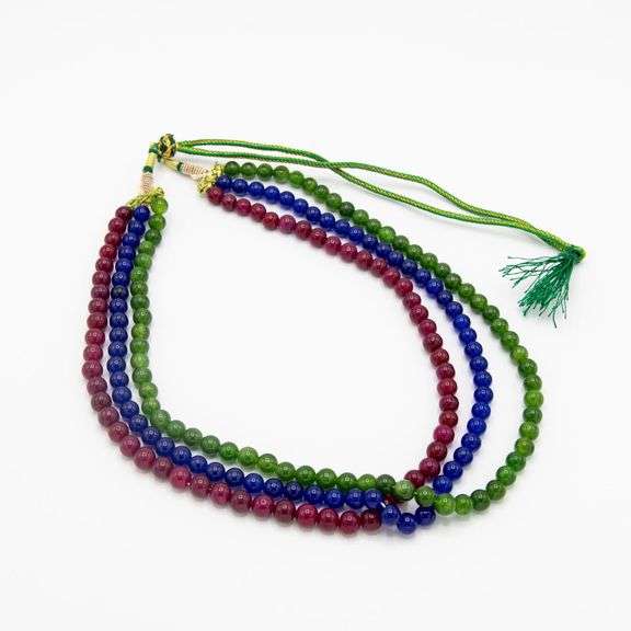 Natural Ruby Blue Sapphire and Emerald Necklace