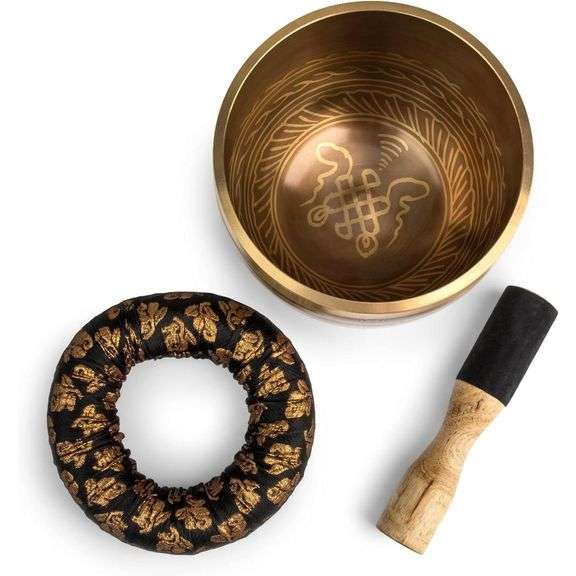 Tibetan Singing Bowl with Mallet and Cushion