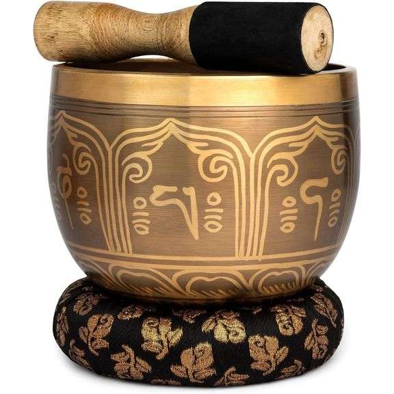 Tibetan Singing Bowl with Mallet and Cushion