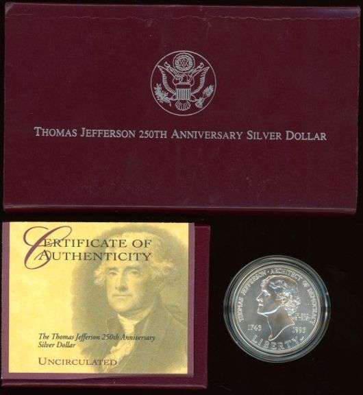 2 Different BU Commemorative Sets w/Box & CoA: 1993 Dollar & 1994 2-Piece