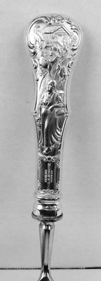 Theo. Olsen, Norway Ornate Sterling Repousse Cheese Server