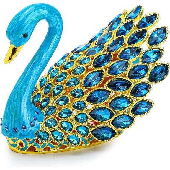 Blue Swan Jewelry Trinket Box
