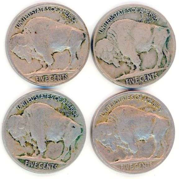 4 Different Buffalo Nickels: 1916-1919