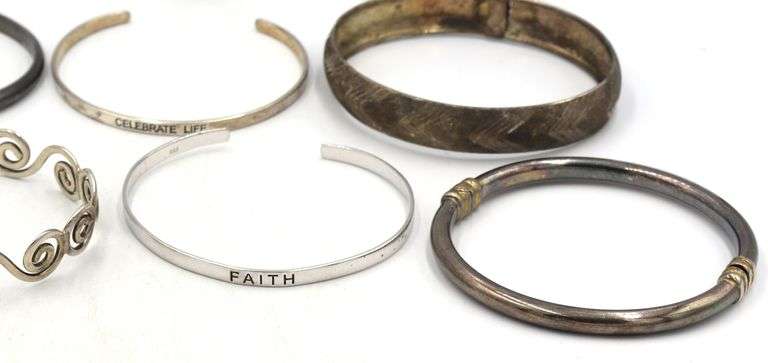 Group lot of Vintage 925 sterling silver bangles