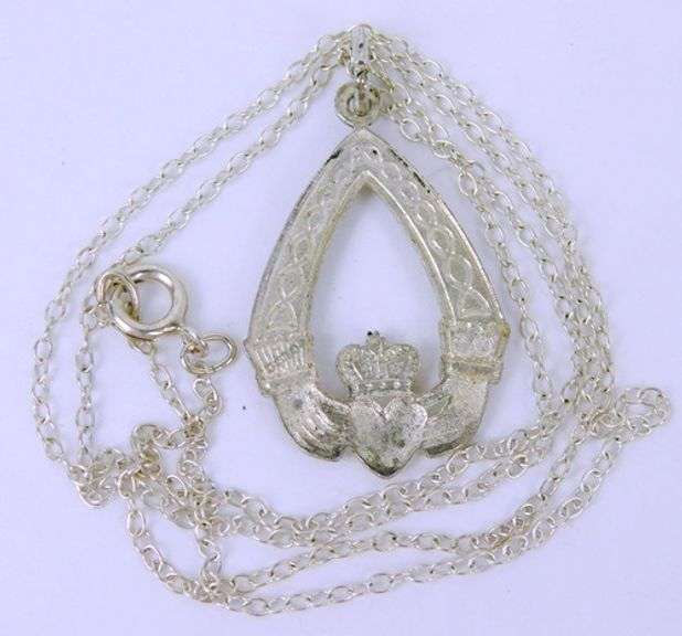 Genuine Irish Sterling Enamel Claddagh Pendant & Chain