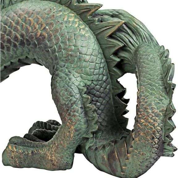 A 21-inch Chinese Dragon Statue with Bronze Verdigris Finish