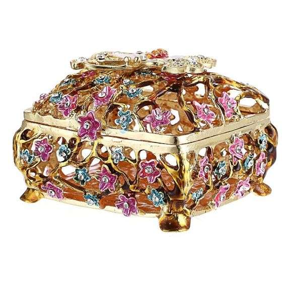 Butterfly Rhinestone Trinket Box