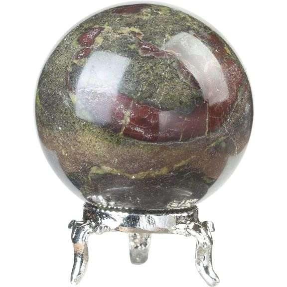 Dragon Bloodstone Sphere with Metal Stand