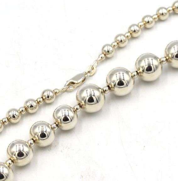 925 Sterling silver Graduated silver ball necklace