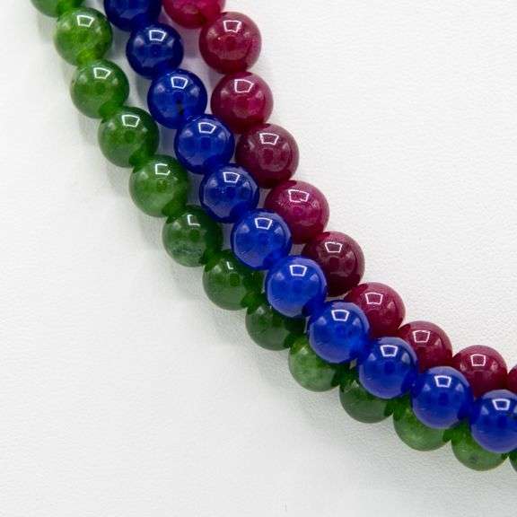 Natural Ruby Blue Sapphire and Emerald Necklace
