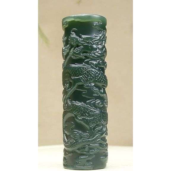 Natural Nephrite Green Jade Dragon Pendant Amulet