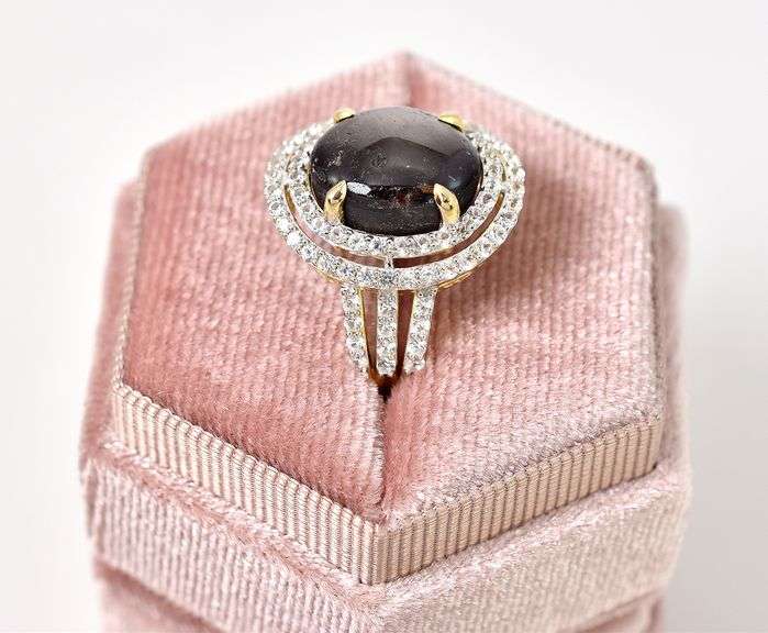 Splendid huge 12.78CTS Natural Cabochon-Cut Star Ruby & 1.61CTW Sapphire on 14K Yellow Gold Over Ste