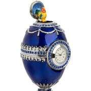 Limited Edition Blue Faberge Egg with Pearl and Clock