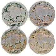 4 Different Buffalo Nickels: 1915-1918