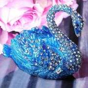 Blue Swan Trinket Box Hand-Painted Collectible Ring Holder