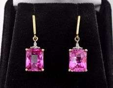 Beautiful 10K Yellow Gold Pink Topaz Gemstone Earrings