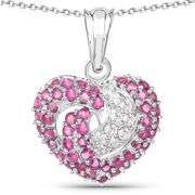Genuine Ruby & White Sapphire Sterling Silver Pendant