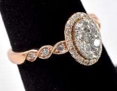 Stunning 10K Rose Gold Diamond Cluster Ring