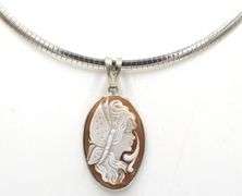925 Sterling silver Cameo pendant on Italian omega chain