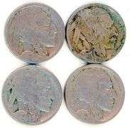 4 Different Buffalo Nickels: 1918-1920-S
