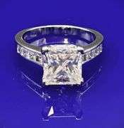 14 K White Gold Plated Huge 5 Ct Princess Cut Lab Simulated Diamond Ring