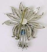 Vintage Sterling Filigree & Blue Gemstone Brooch