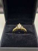 Ladies Sparklin14 Kt Tri-Layered Yellow Gold Plated Rare Marquis Cut Lab Simulated Diamond Ring