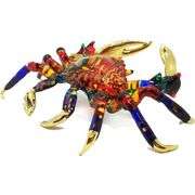 6" Long Multicolor Crab Blown Glass Figurine