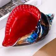 Hand Blown Red Glass Conch Figurine
