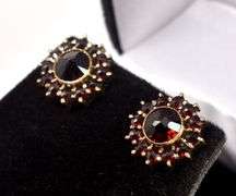 Red Garnet Gemstone Stud Earrings in Sterling Silver