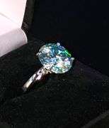 14 Kt White Gold Plate 5.35 Ct Deep Emerald Green VVs1 Fire Moissanite Ring